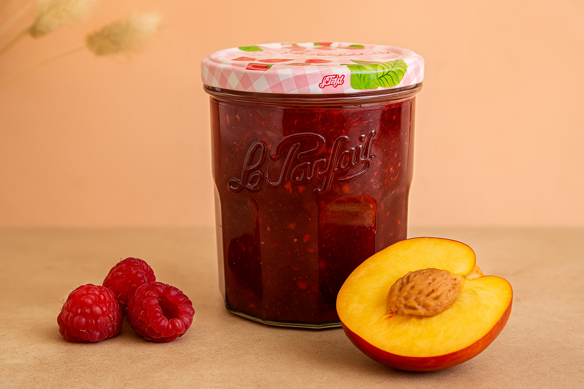 Confiture de nectarines et framboises