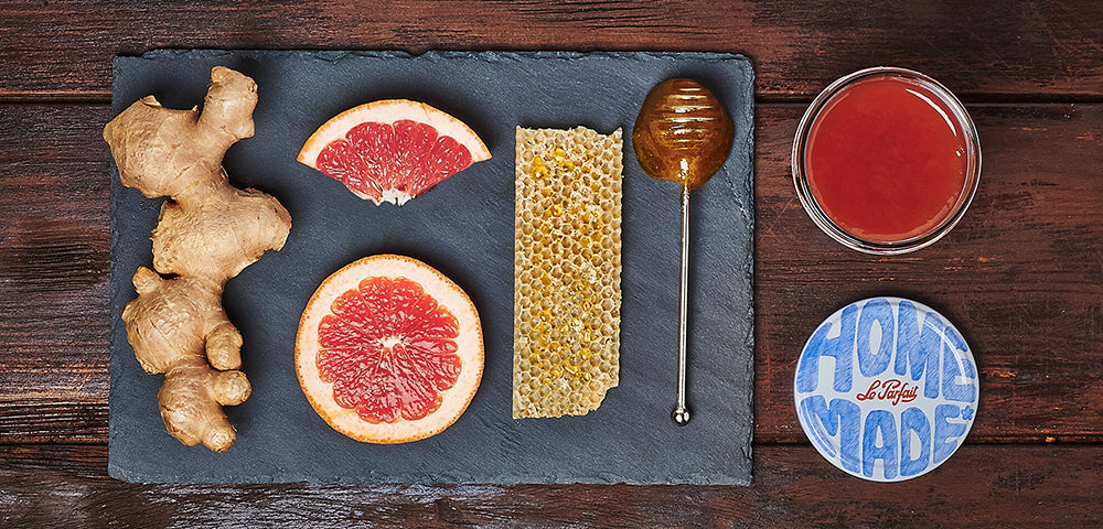 Confiture de pamplemousse rose, gingembre et miel