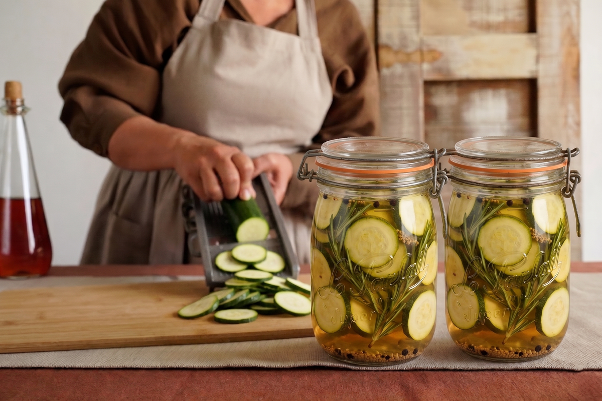 Courgettes au vinaigre et romarin