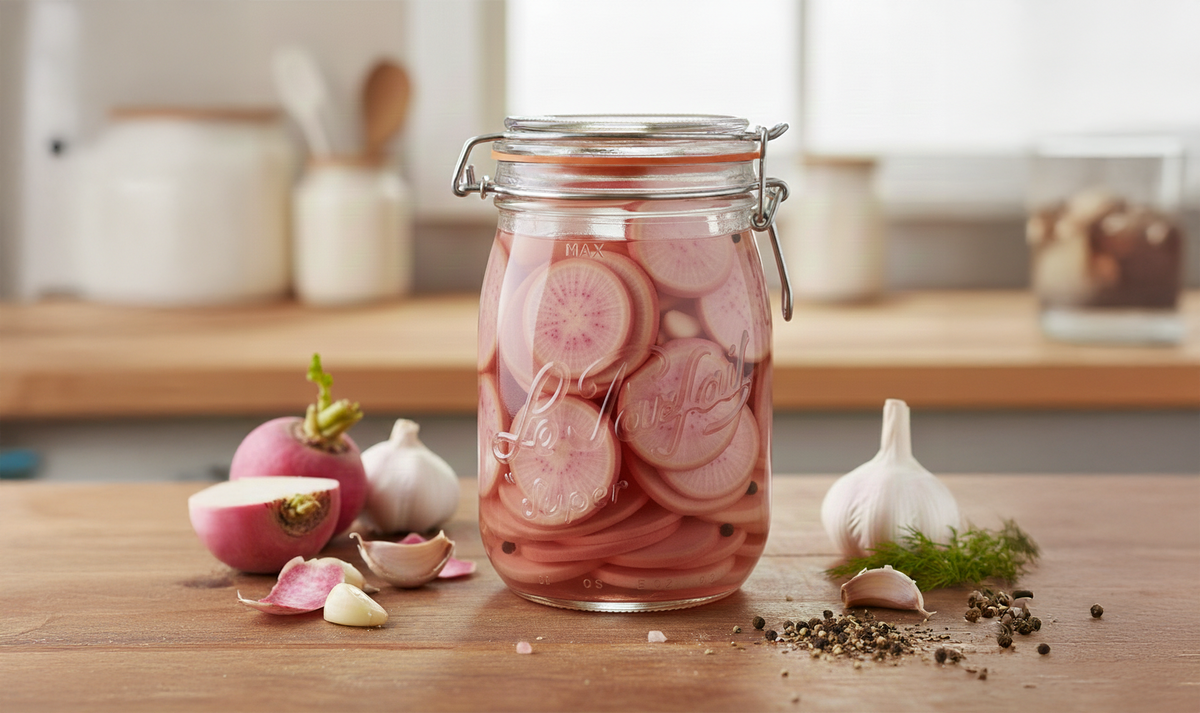 Pickles de navet dans bocal Le Parfait Super