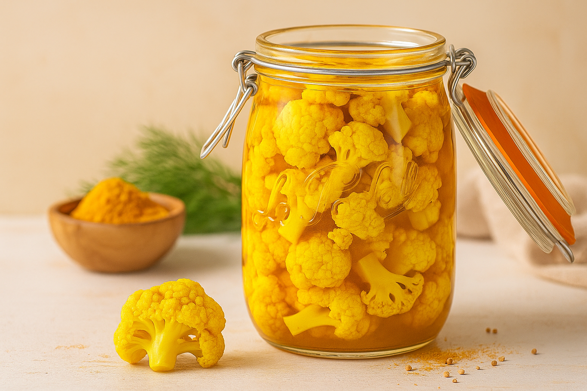 Pickles de chou-fleur au curcuma