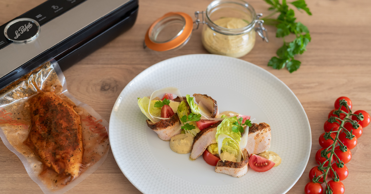 Blanc de poulet au paprika et origan en cuisson sous-vide