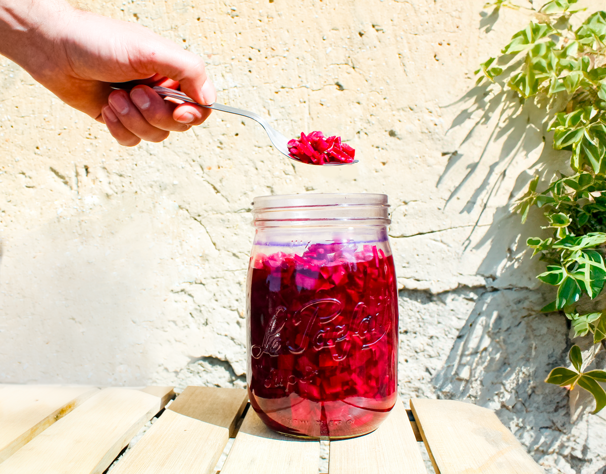 Chou rouge, ail et carottes lactofermentés
