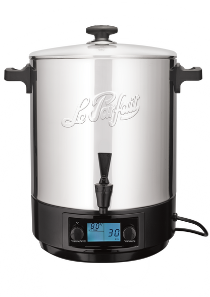 Cuiseur / Stérilisateur électrique inox 23 L avec couvercle en verre + 4 bocaux Super 1 L inclus