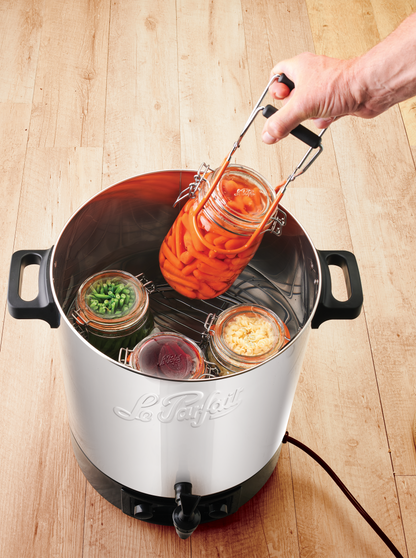 Cuiseur / Stérilisateur électrique inox 23 L avec couvercle en verre + 4 bocaux Super 1 L inclus