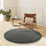 Atticgo Alfombra redonda Shaggy liso Norge 8507 Antracita ambiente salón