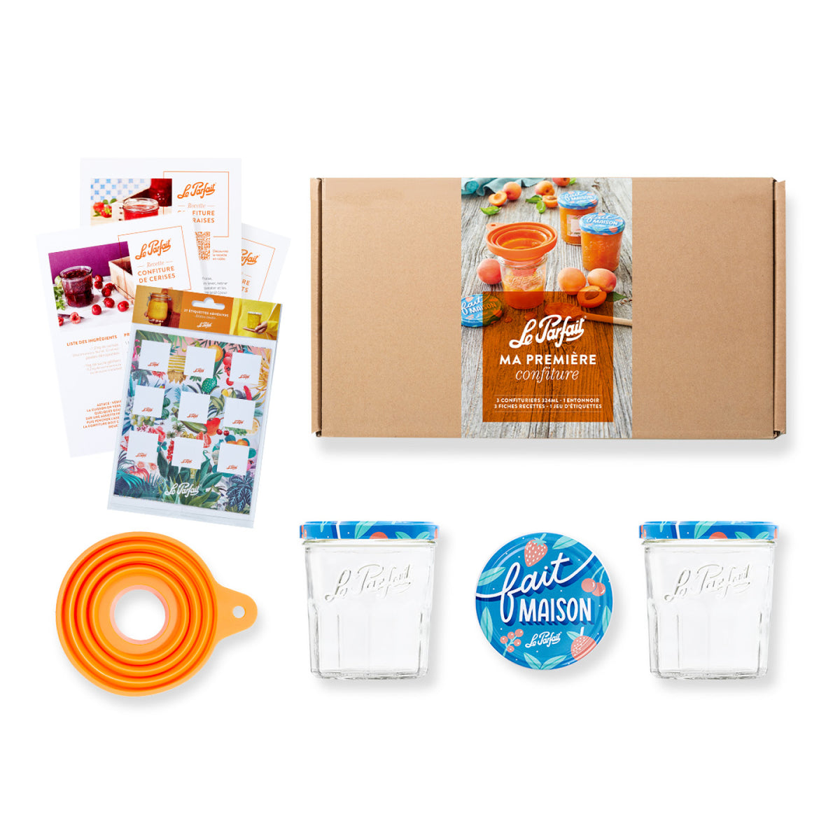 JAM-KIT LE PARFAIT - Marmeladenbereiter, Trichter, Rezeptkarten und Etiketten