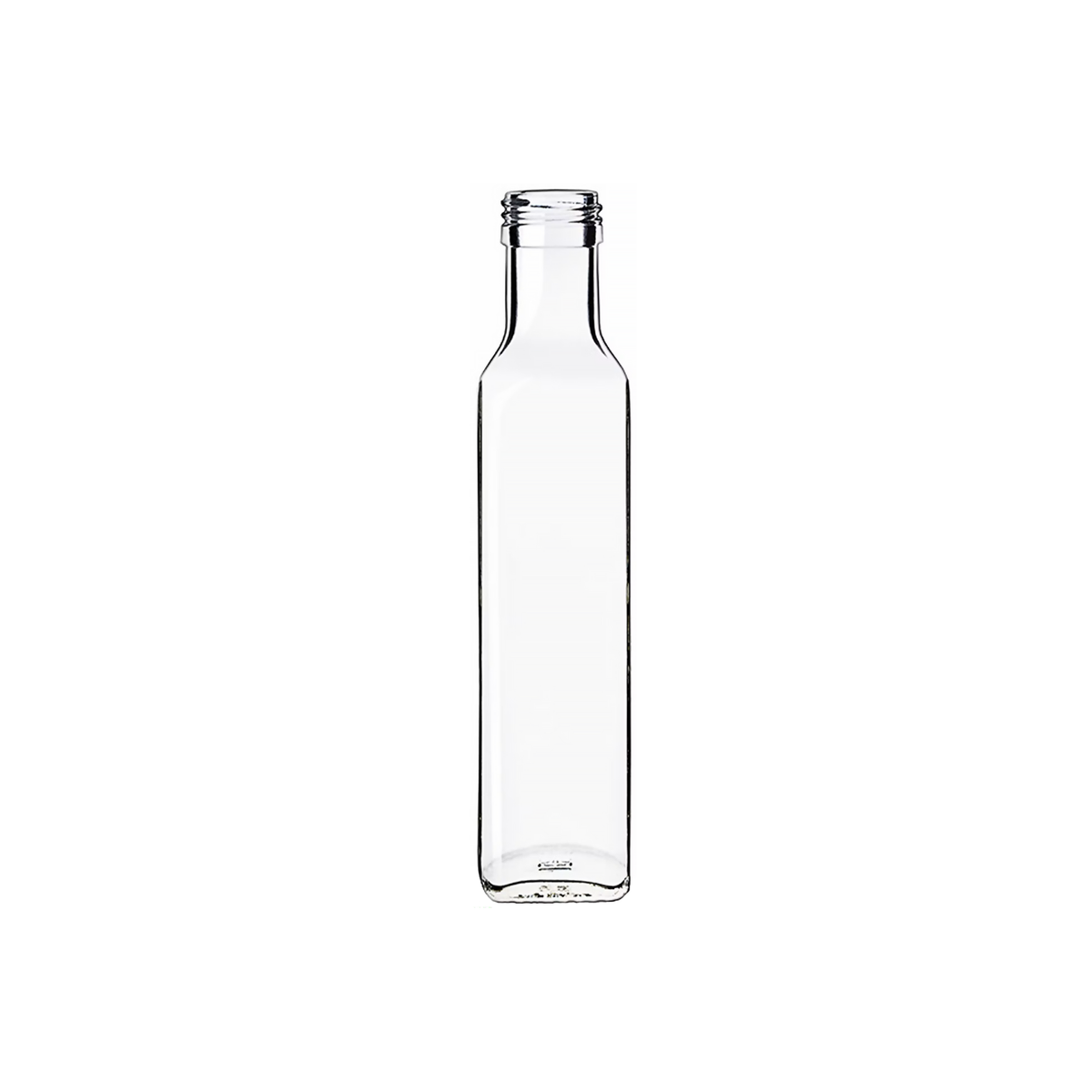 Vierkante Marasca-flessen in wit glas
