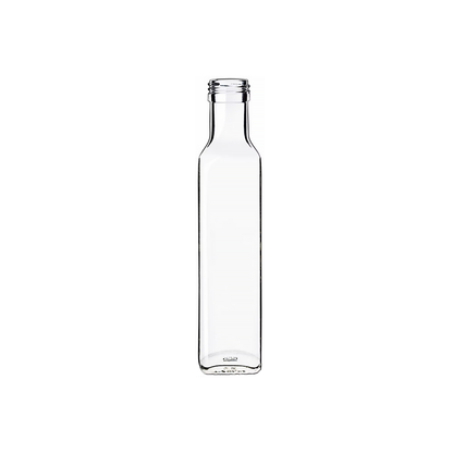 Vierkante Marasca-flessen in wit glas